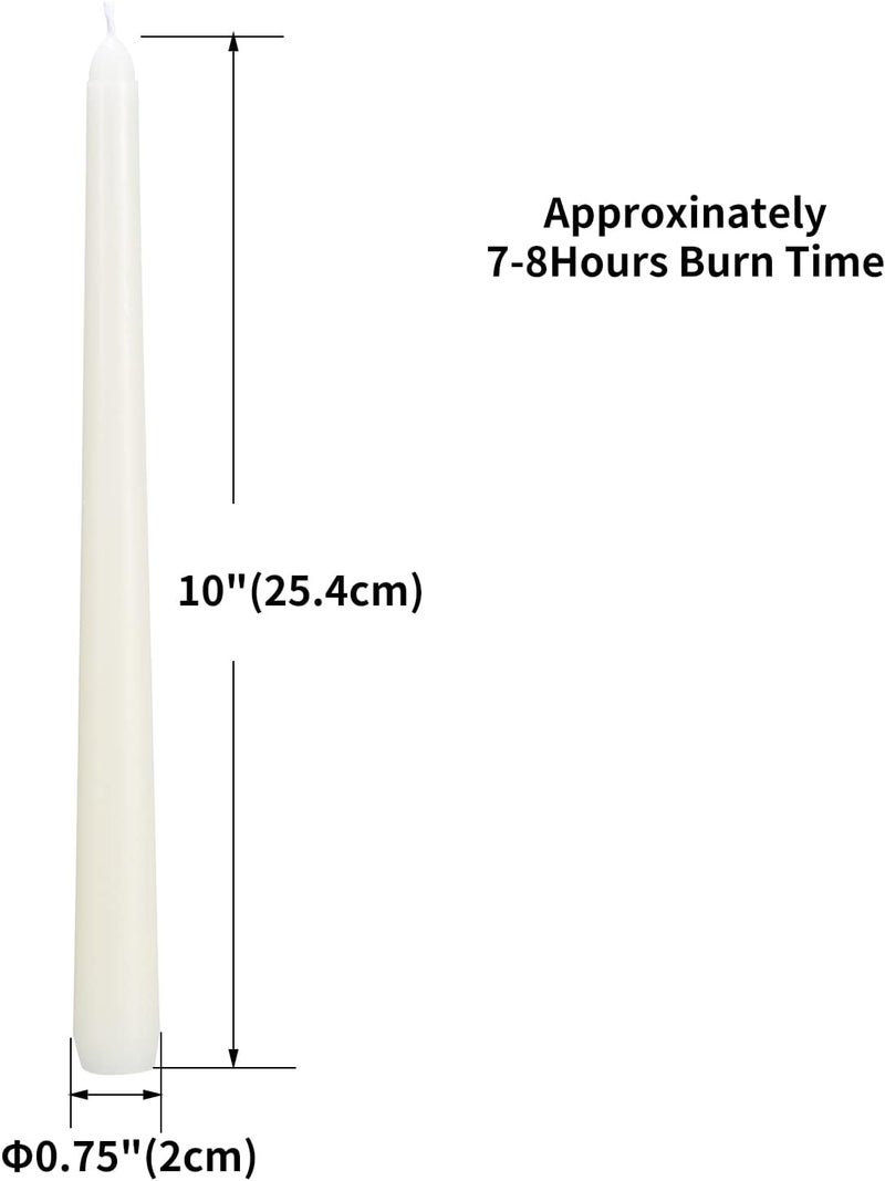 qinxiang 30 Pack Ivory Taper Candles, 10 inch (H) Dripless, Unscented Dinner Candle, Smokeless Taper Candles, Paraffin Wax with Cotton Wicks, Approxinately 7-8Hours Burn Time - Image 2